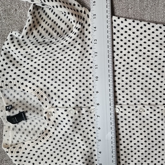 Saks Fifth Avenue Black Label 100% Cashmere Polka Dot Cardigan Sweater - Picture 13 of 15